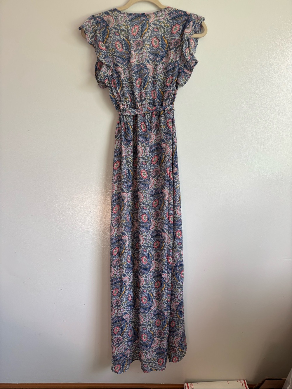 Ella Moss Blue Paisley Maxi Dress with Ruffle Sleeves size Small - Picture 5 of 9
